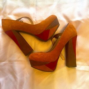 Candies platform Mary Jane heels suede size 9.5 retro 70s